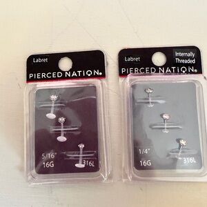 Pierced Nation Silver Labret Stud Earrings